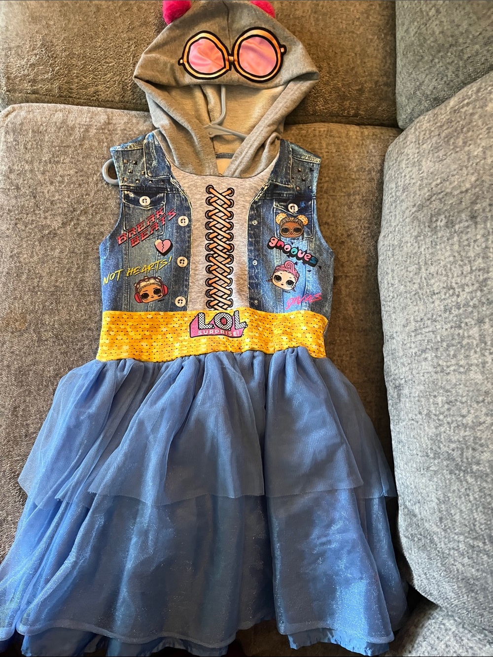 L.O.L. Surprise! Girls' Blue Layered Tulle Costume Dress with Hood